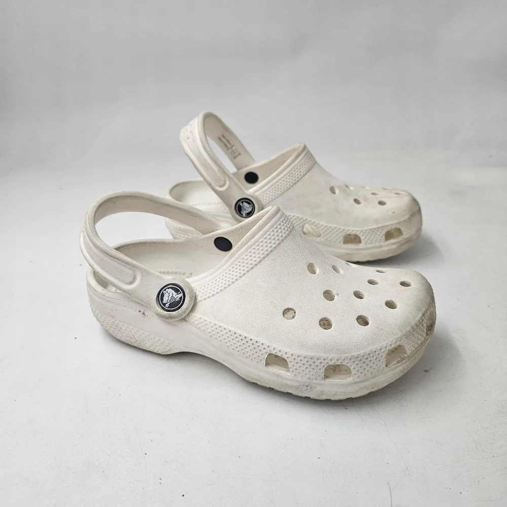 Crocs Classic Clogs White Youth J1 Lightweight Croslite Slip On Comfort